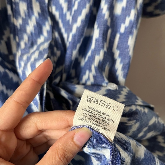 MIRTH Handmade Collection Blue and White Patterned Tunic Top Cotton - XS - Picture 6 of 10